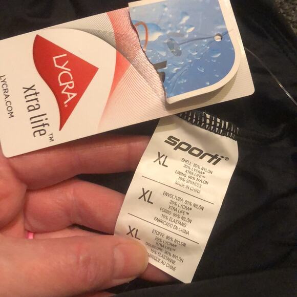 Sporti Active SOLID BLACK High Neck Tie Back One Piece Swimsuit NWT Size XL - Picture 4 of 4